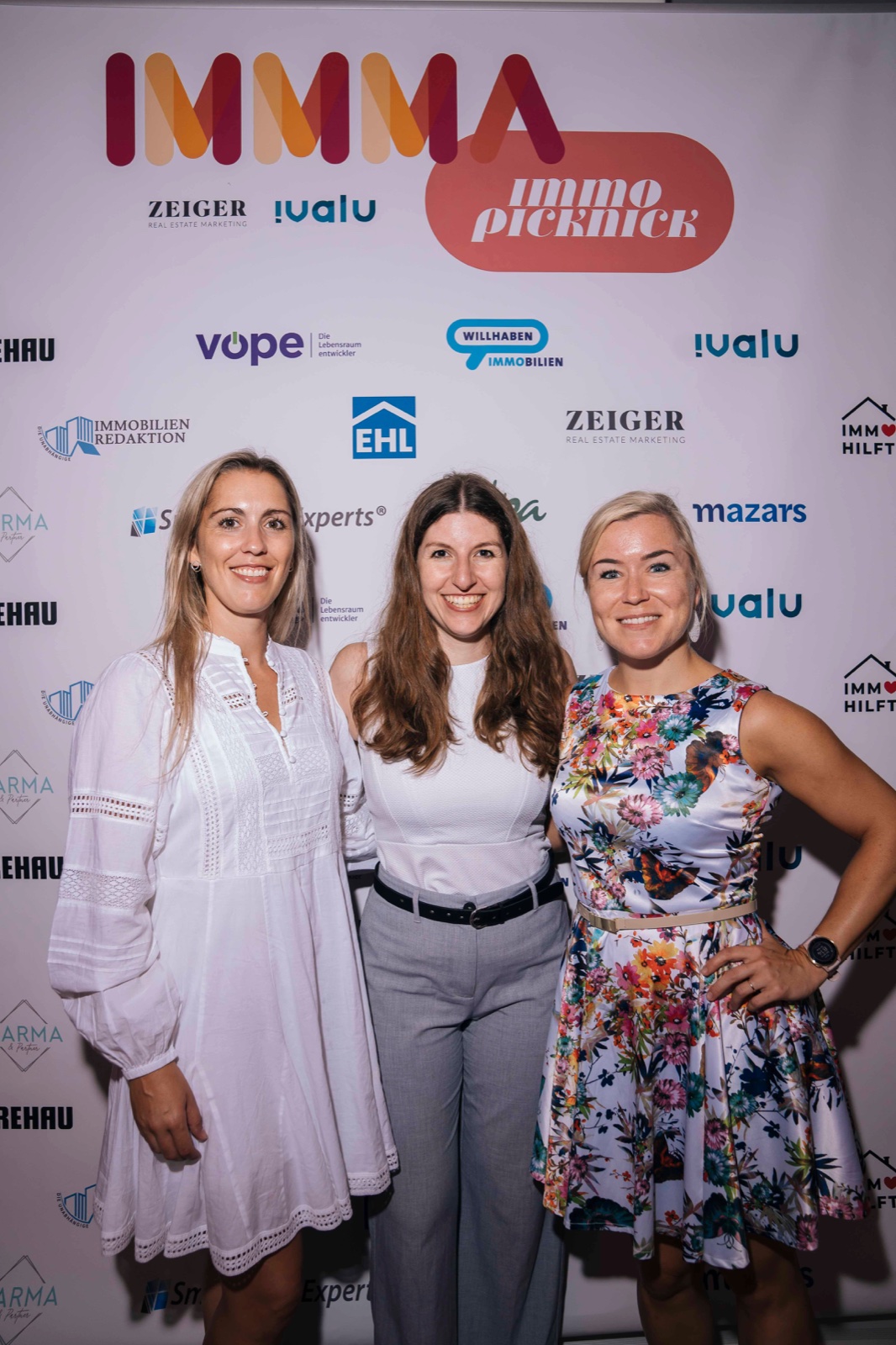 Three women on the IMMA Immopicknick red carpet, Vienna — event photography by Best Alex Shots