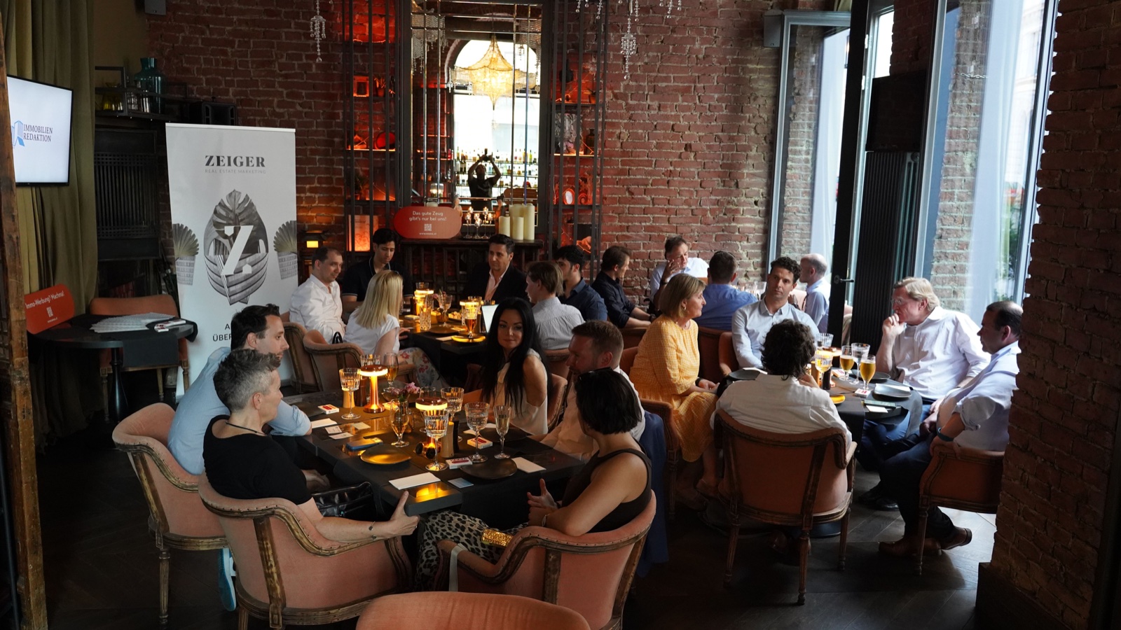 Zeiger restaurant networking event with brick interior, Vienna — event photography by Best Alex Shots
